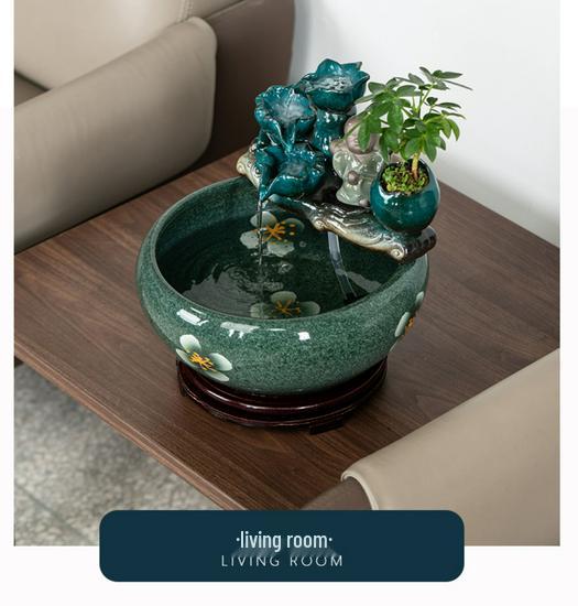 Lucky Ceramic Fish Tank Ornament: High-End Gift for Tea Room, Living Room, Office, or Reception Desk Decoration.