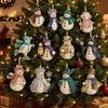 12Pcs Pearl Christmas Wooden Ornament Special-Shaped Gems Hanging Holiday Ornament  Christmas Tree