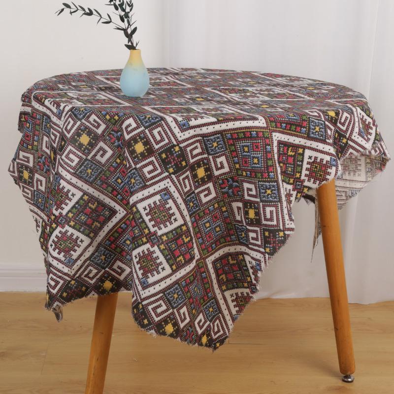 Ethnic Style Linen Fabric: Sofa Background, Tablecloth, Cushions & Retro Decorative Throw Pillows