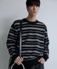 NODU Triple Stripe Semi-Crop Knit [Black]