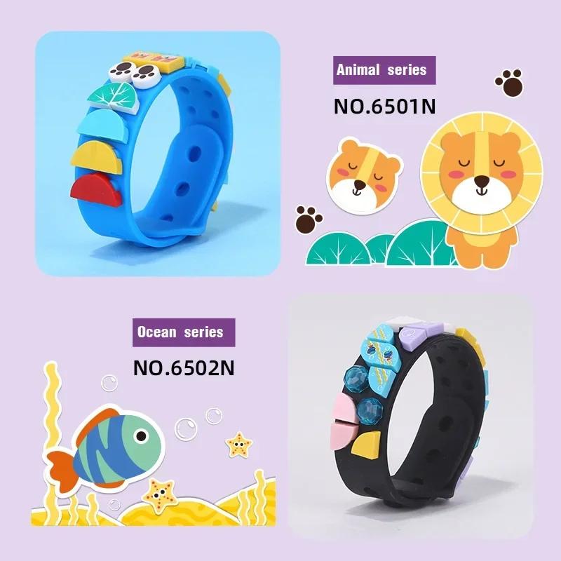 Non-Toxic 29Pcs Kids Building Blocks Silicone Bracelet Dots Diy Creative Craft Friendship Bracelet Making Kit For Kids Birthday Gift