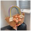 Straw Bag Female Cute New Korean Version Trend Small Fresh Rainbow Handbag Internet Celebrity Versatile Foreign Style Hand Bag