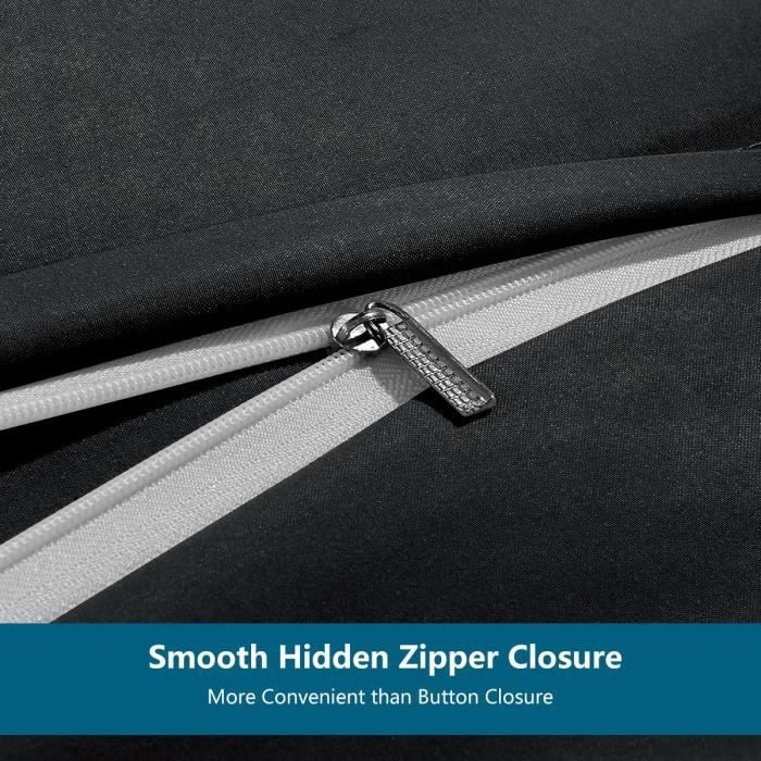 Housse de couette 200x200 cm avec 2 taie d'oreiller 80x80 cm noir