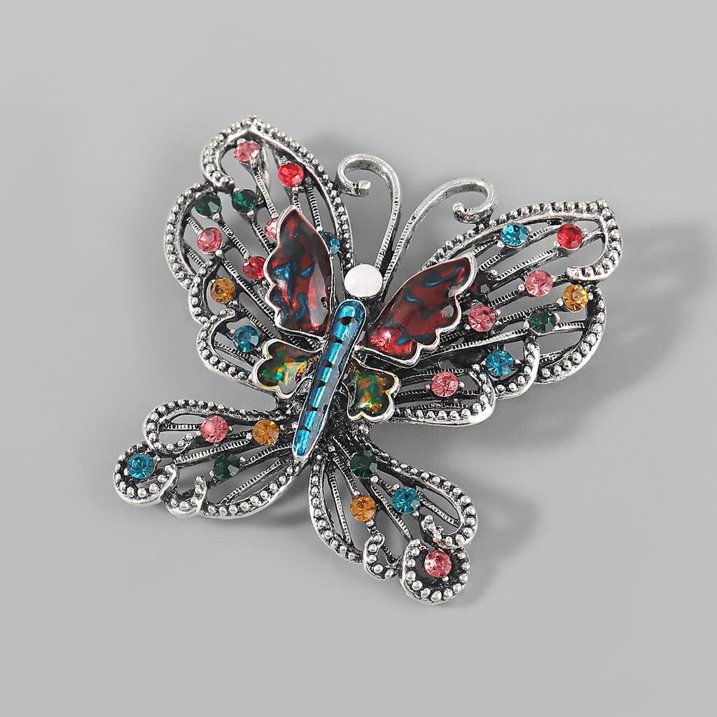 Exaggerated Clothing Alloy Rhinestone Rhinestone Butterfly Brooch Girl Cute Pin Fashion Popular Corsage Accessories