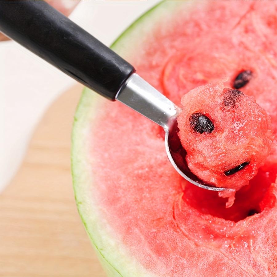Stainless Steel Fruit Carving and Scooping Tool Reusable Dual-Purpose Fruit Spoon Ice Cream Watermelon Melon Ball Spoon JXB
