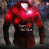 Christmas Men's Long-Sleeve Shirt, Red and White Color Block, Christmas Ball and Snowflake Pattern, Holiday Party Shirt