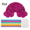 Stress Relief Tools Silicone Sensory Activity Board, Christmas Tree Rainbow Ice Stick French Fries Portable Fidget Toys Board with Strings, Silent Toy