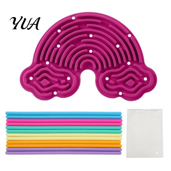 Stress Relief Tools Silicone Sensory Activity Board, Christmas Tree Rainbow Ice Stick French Fries Portable Fidget Toys Board with Strings, Silent Toy