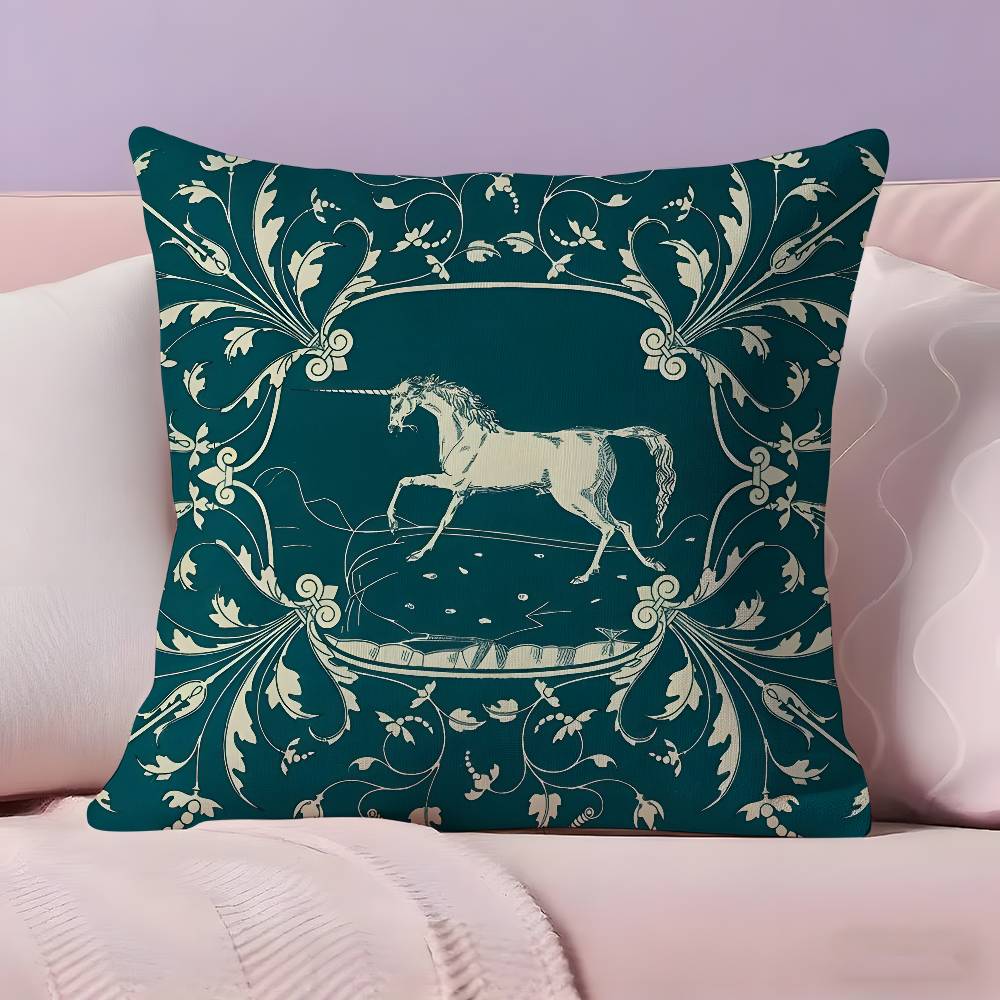 Vintage Medieval Unicorn ART Pillow Case Ultra Soft Skin Friendly Fabric Cloud Like Comfort  Concealed Zipper