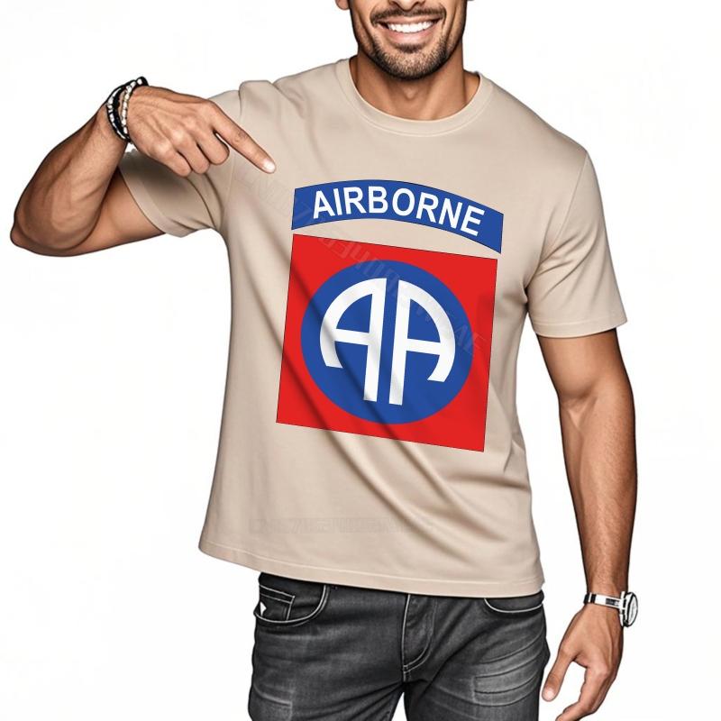 Unisexs tshirt Soft Streetwear Tshirts Airborne Logo On Black Streetwear Classic Tshirt Classic Adult Round Neck Tee