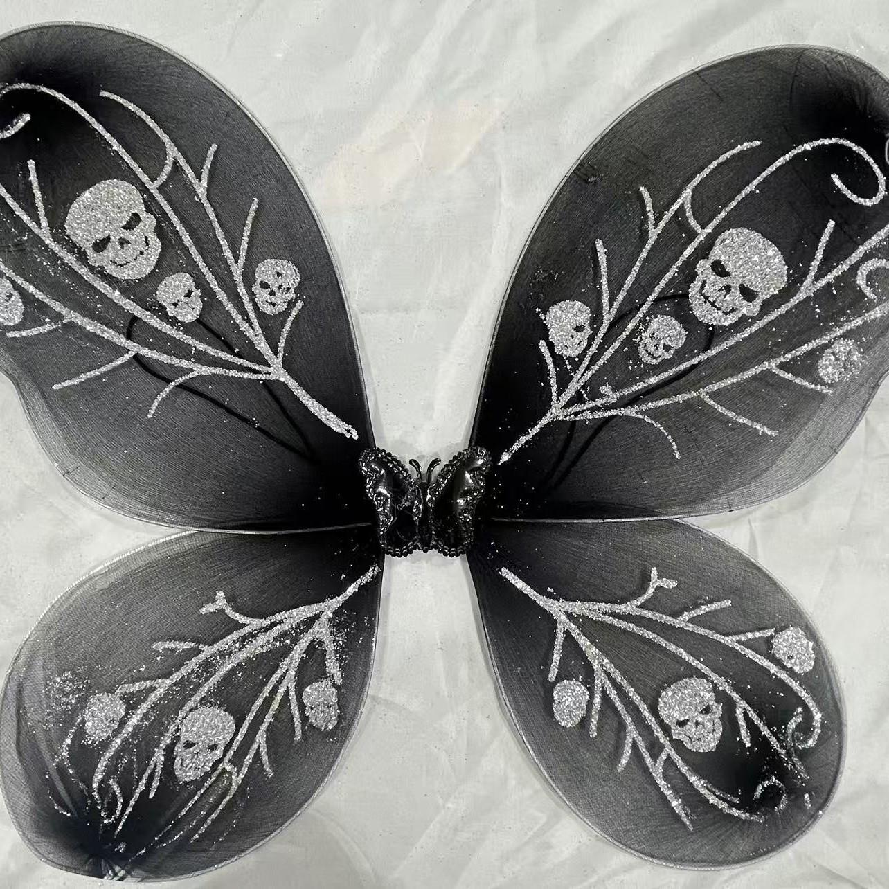 Chasing Butterfly Black Sequined Mesh Wings Prop One Size
