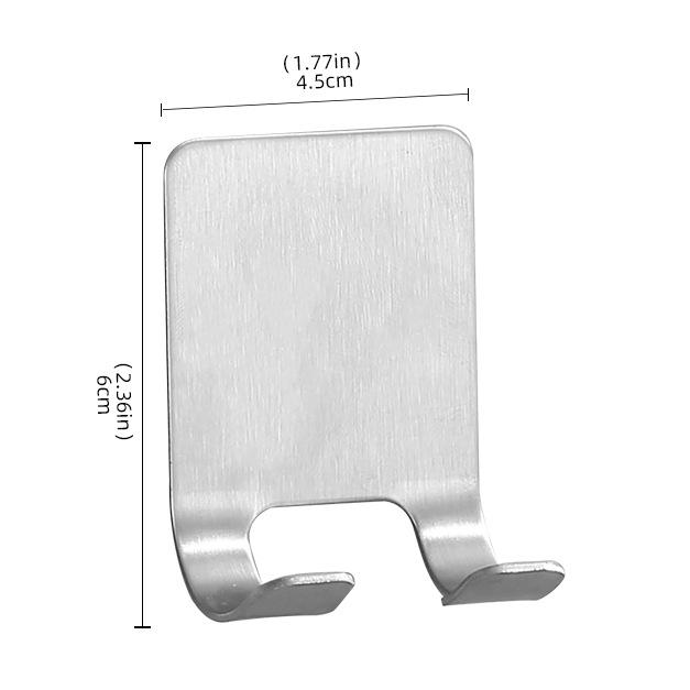 304 Stainless Steel No-Trace Adhesive Hook for Coats and Hats - No-Drill, Single Hook for Bathroom Use