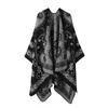 Womens Oversized Knit Shawl Wrap Scarf Ethnic Warm Fleece-Like Cape Travel Winter