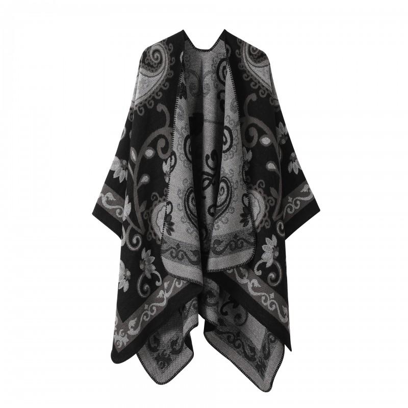 Womens Oversized Knit Shawl Wrap Scarf Ethnic Warm Fleece-Like Cape Travel Winter