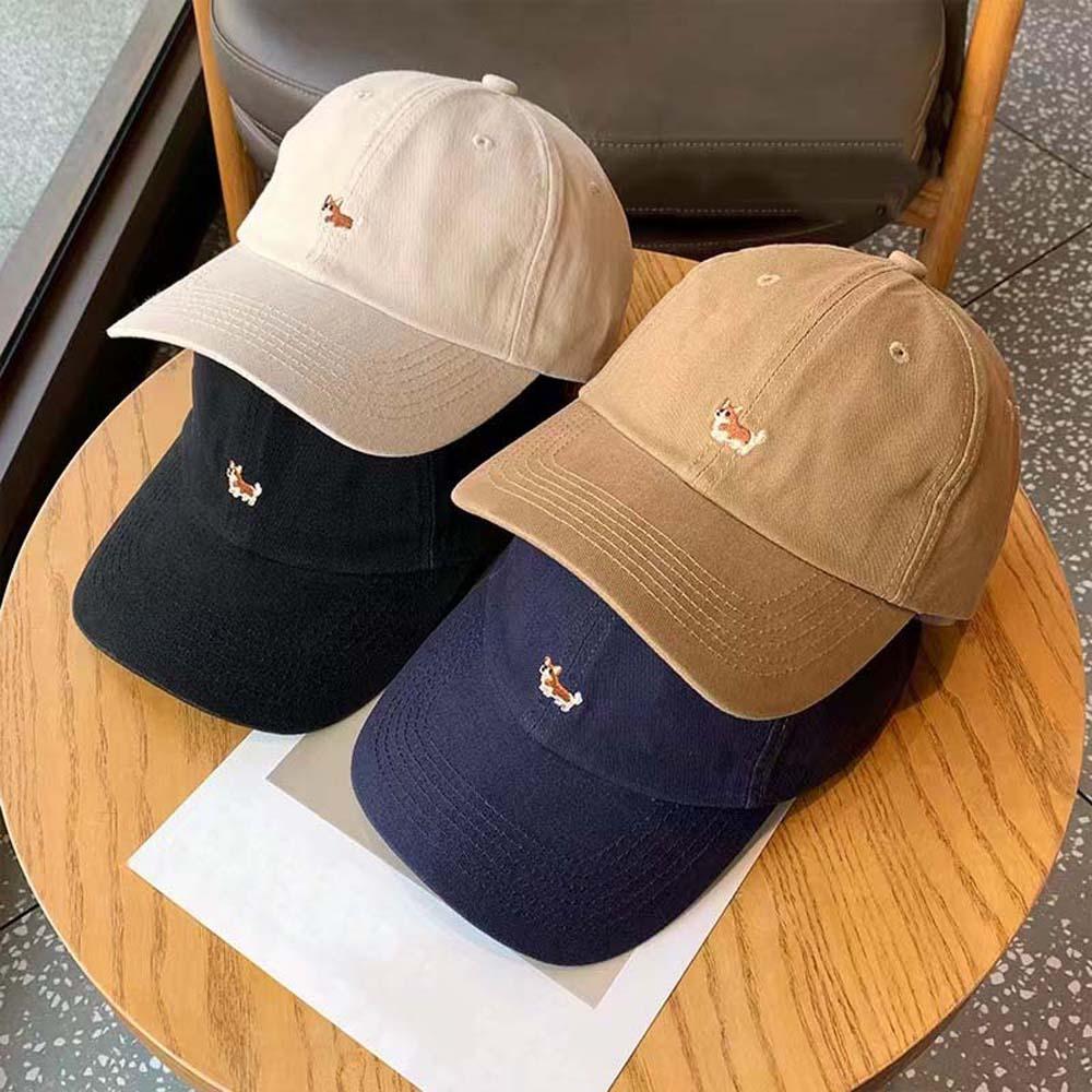 Cotton Men Sunshade Hat Dog Embroidered Peaked Cap Adjustable Women Baseball Hat Outdoor