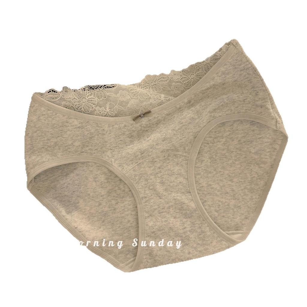 Gentle Wind Whispers: Pure Cotton Lace Trim Girls' Panties - Antibacterial, Mid-Waist, Full Cotton Crotch