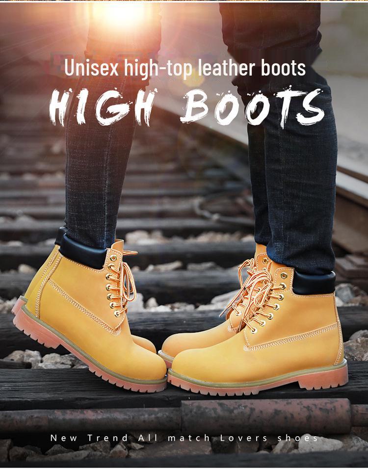 Pánské žluté zimní zateplené kotníkové boty Martin - Středně vysoké, Vysoké, Britský styl, Teplá bavlna, Velká velikost