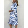 Letní dámské šaty velké velikosti s potiskem, volné ležérní šaty s vysokým pasem