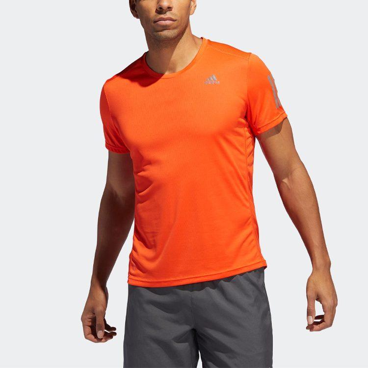 adidas T Shirts Men's Orange Crew Neck Moderate Straight Fit DZ9002