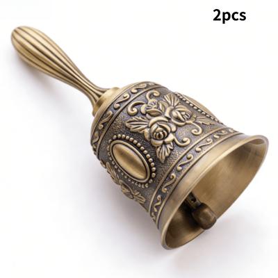 2Pcs Vintage Hand Bells – Loud Call Bells Suitable For Bedside, Dinner, Weddings, Christmas, And Holiday Parties