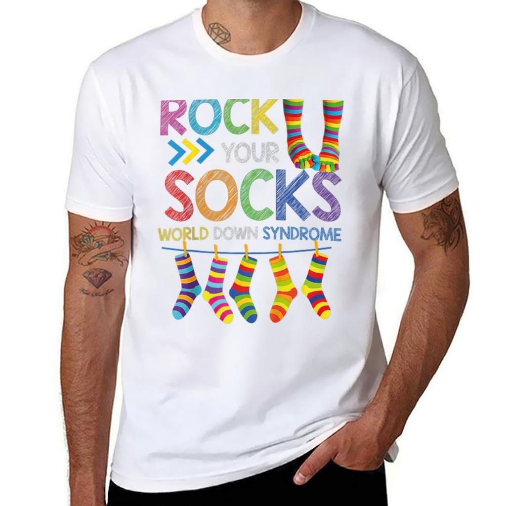 World Down Syndrome Day T Shirt Rock Your Socks Awareness Tshirt Large Size Short Sleeve Tshirt