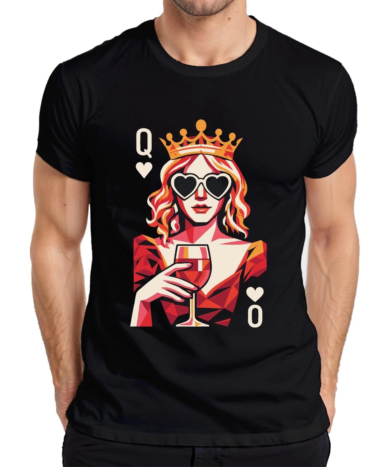 Königin der Herzen Weinglas PopArt Krone Herzbrille Wein Retro Herren T-Shirt XS