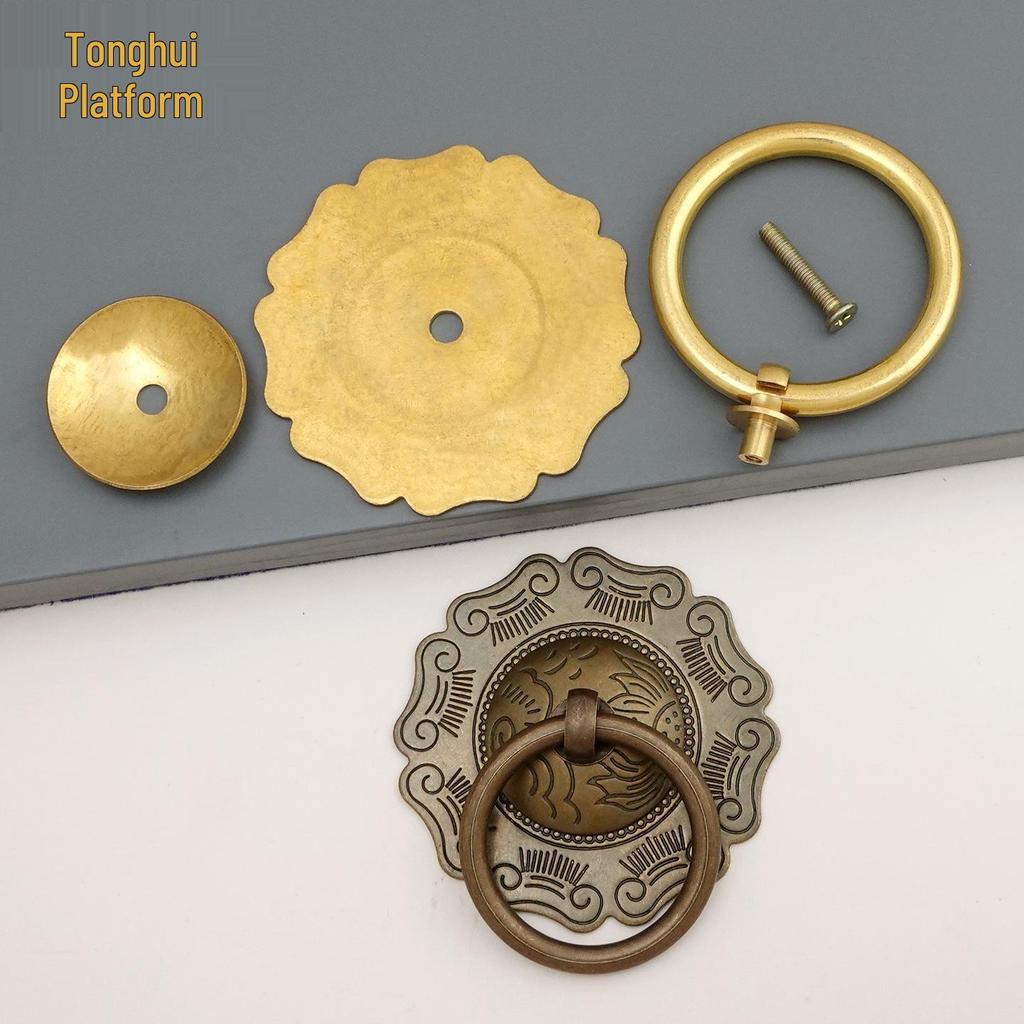 Antique Style Pure Copper Hexagonal Handle for Cabinets & Drawers - Retro Chinese Hardware Accessory