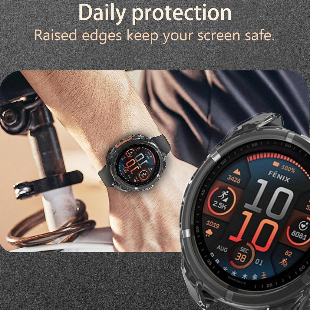 Compatible for Garmin Fenix 8 Case, TPU Silicone Slim Case Shock-Proof Cover All-Around Protective Bumper Shell Compatible for Garmin Fenix 8 43mm,