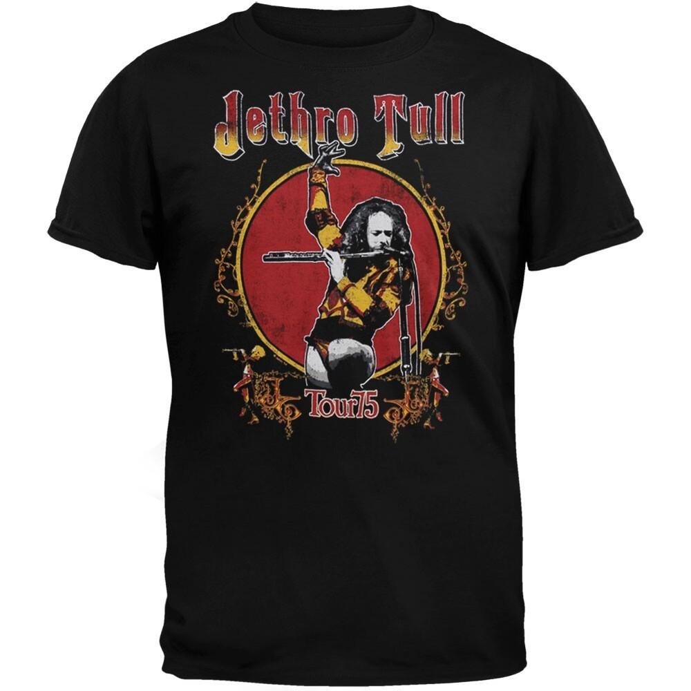 Мужская футболка Jethro Tull Tour 75, черная, с коротким рукавом, размеры от S до 5XL, унисекс XXXL