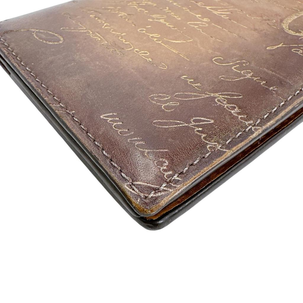 Berluti Calligraphy Long Wallet purse leather Brown unisex Used