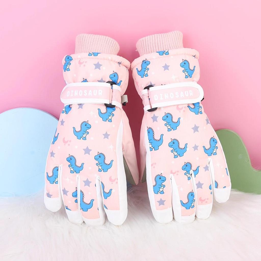 Children's Winter Ski Gloves: Thick, Cold-Proof, Waterproof, Windproof, Non-Slip, Warm Cotton for Ages 3-17.