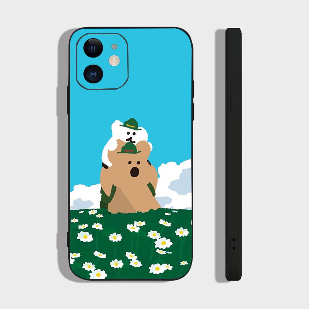 Cartoon Animation D-Dinotaeng Phone Case For IPhone 17 Air 16 15 14 13 Pro Max 11 12 Black Silicone Cover