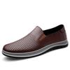 WAERTA Italian Summer Hollow Shoes Men Casual Luxury Brand Genuine Leather Loafers Men Breathable Boat Shoes Slip On Moccasins