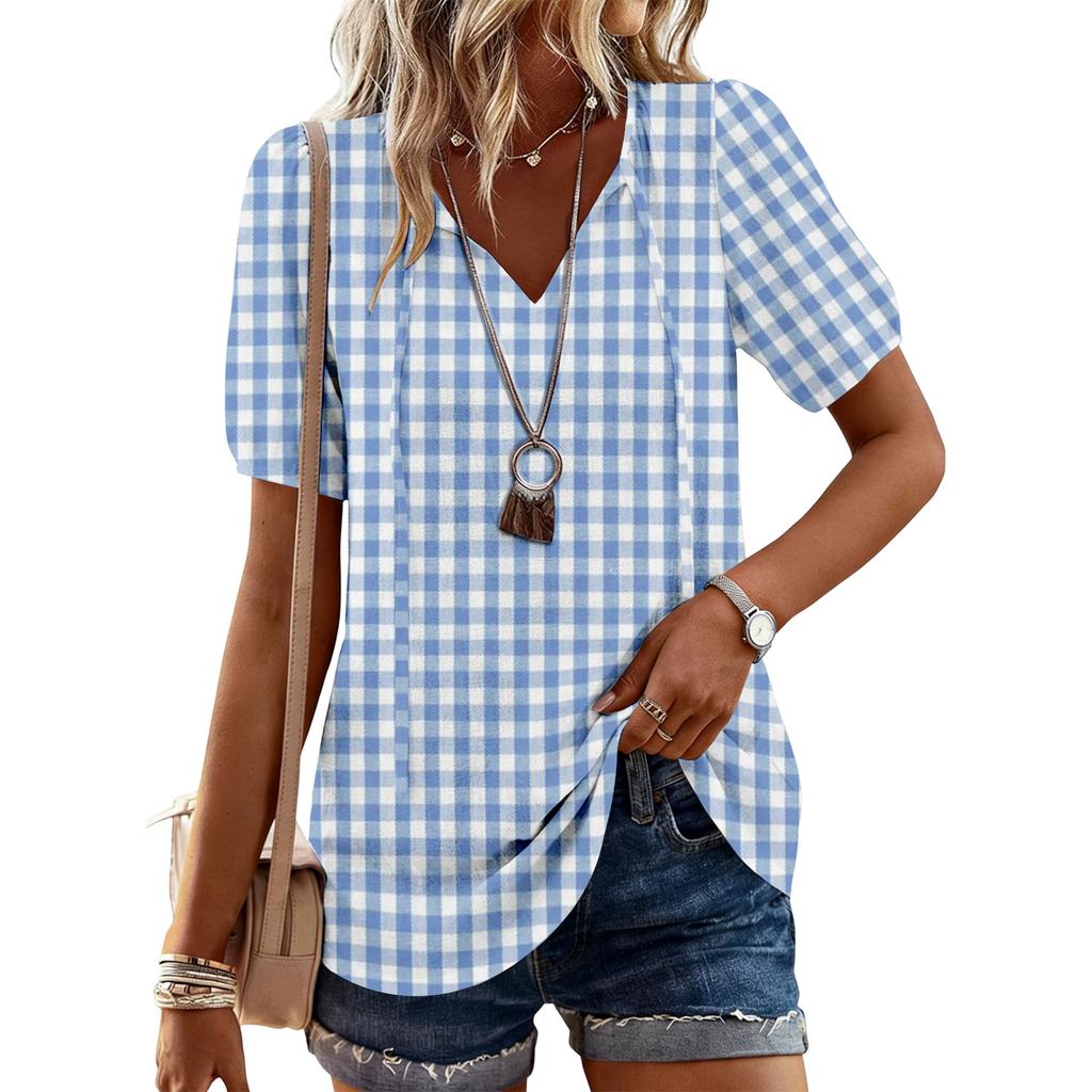Women's Fashion Casual Checkered Print Top