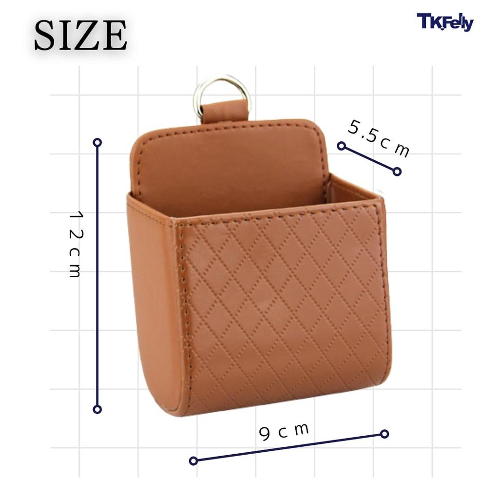 TK.Felly Car Accessory Storage Organizer for Cars, Easy Installation, Car Storage Pockets, Set of 2 (Brown)