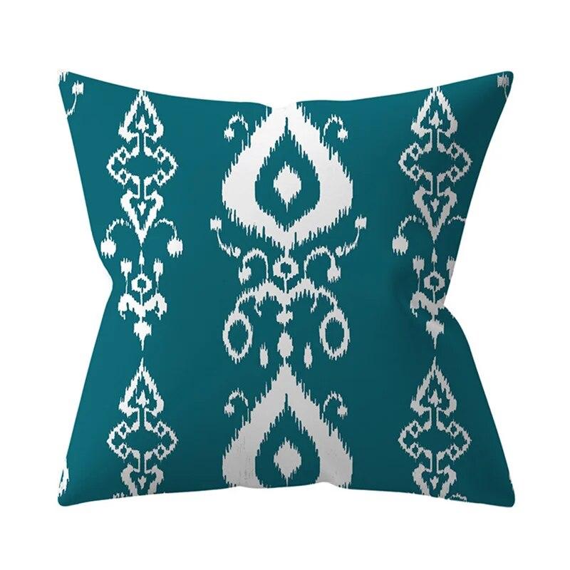 45x45cm Blue Green Leaf Floral Plant Geometric Pillow Cover Sofa Seat Office Lumbar Cushion   Home Decor