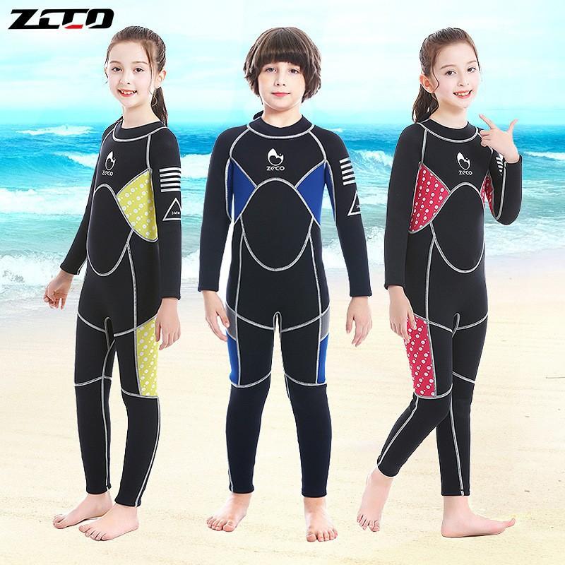 3mm Kids Wetsuit Full Body Long Sleeve Snorkeling Swimming Surfing UV Protection Jellyfish Safety