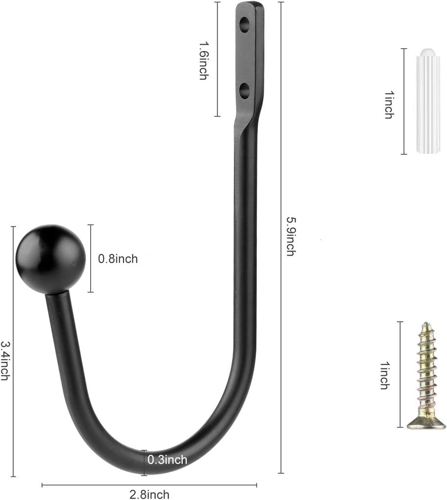 60/30/4/2pcs Retro Iron Curtain Holdback Wall Hanger Mounted Metal Hooks U Shaped Curtain Loop Holder Wall Tie Back With Screw