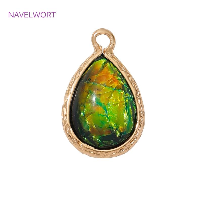 12mm*19mm 18K Gold Plated Teardrop Charms Pendants For Jewelry,Brass With Resin Teardrop Shape Charms,DIY Earring Pendant