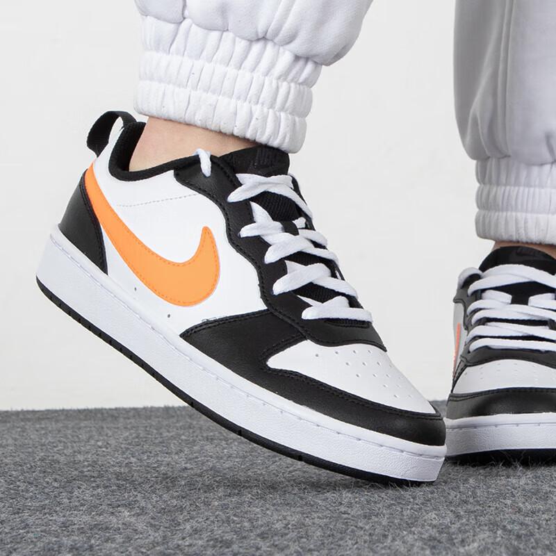 Nike Court Borough Low 2 GS White Black Orange Kids Sneakers Dark-Smoke-Grey Total-Orange BQ5448-115