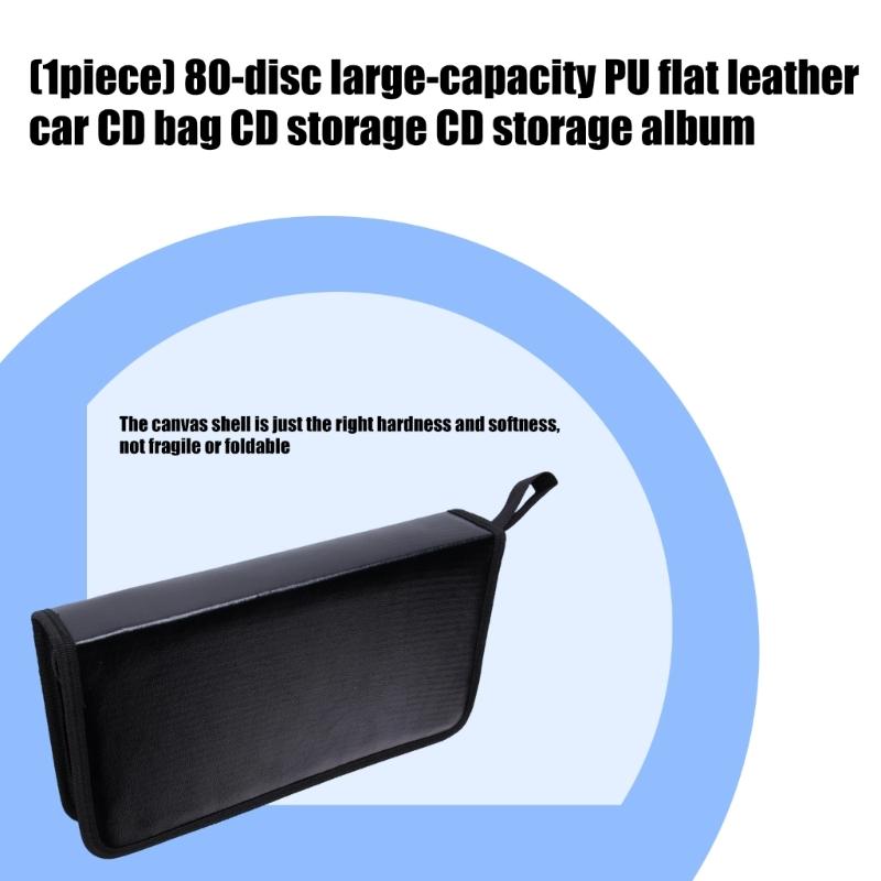 80 Capacity PU Leather CDs Storage Organizers With Transparents Pockets And Zippers Closures For Car Travel Home Entertainment