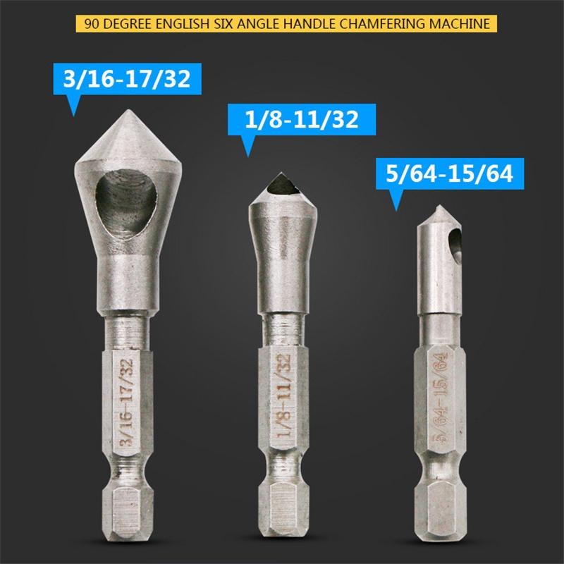 Versatile 3pcs Countersink Drill Bit Set With Smooth Surface And Hex Shank Design