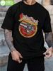 Vintage Judas Priest Tour Logo Graphic T-shirt - 100% Cotton Regular Fit Black Band Tee with Red & Yellow Winged Design