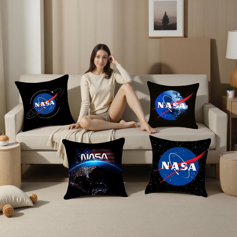 N-NASA S-space Pillow Case Plush Fabric Soft Pillowcase Double Sided Print Sofa Cushion Cover Throw Pillow Cover