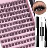 Premium Fiber Single-Cluster Eyelash Kit (Includes Adhesive + Tweezers + Comb)