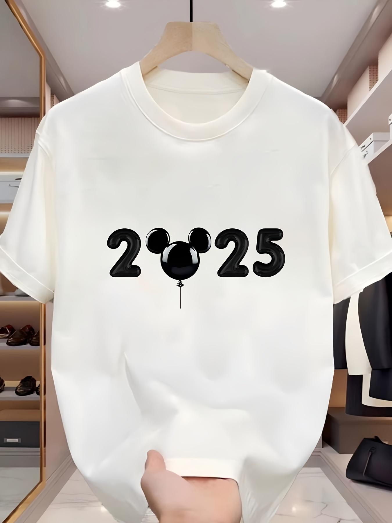 Mickey Series 2025 Graphic T-shirt - White with Black Mickey Silhouette Print S