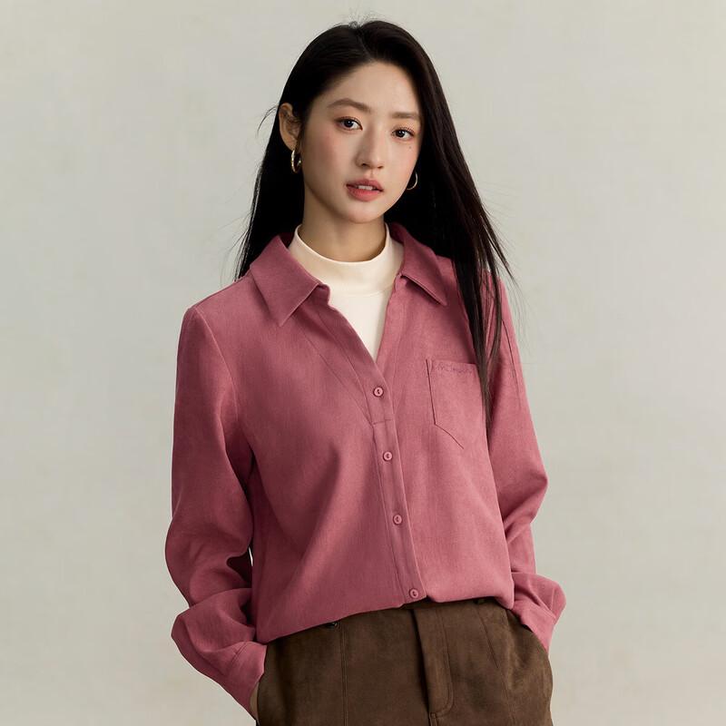 INMAN Women s Colorblock Faux Two-Piece Half-High Collar Long Sleeve Shirt S