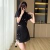 Elegant Black Chinese Style Women's Summer Suit Set, 2026, Lightly Mature Two-Piece Skirt
