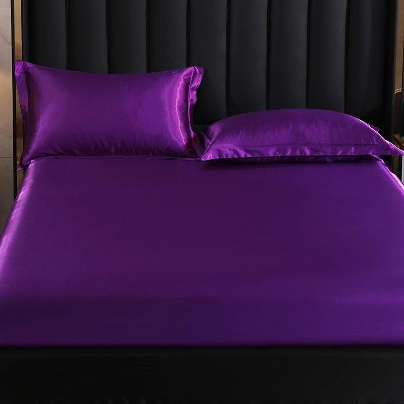 Spannbettlaken, High-End-Matratzenbezug, einfarbig, Luxus-Satin-Spannbettlaken, elastisches Band, Bettlaken für Doppelbett, Queen-Size-Bett