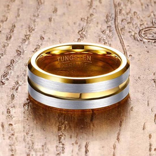 Rockyu Brand Popular Tungsten Ring for Simple Size Fashion Durable and Luxurious Men, 8mm, 10, Accessory,